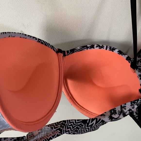 Coral Tropics Boho Floral Bikini Set Push up Padded Bra, Top Small & Bottoms M - Picture 5 of 9